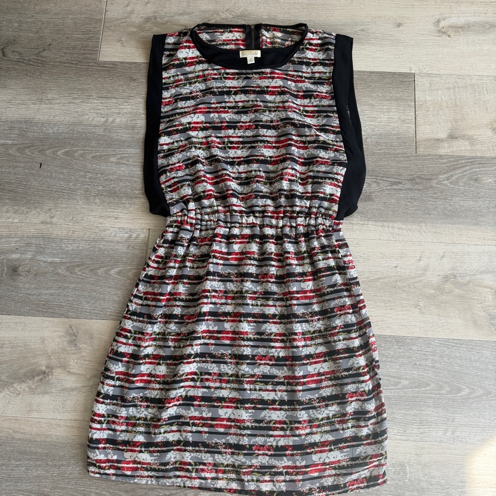 Charming Charlie Stripe Floral Sleeveless Dress - Black, Red, White S chic